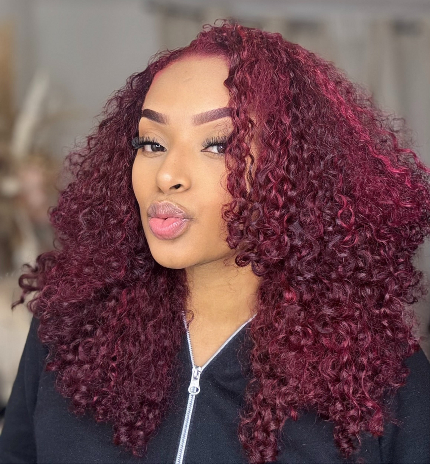 Burgundy Pixie Curly Weave Extensions