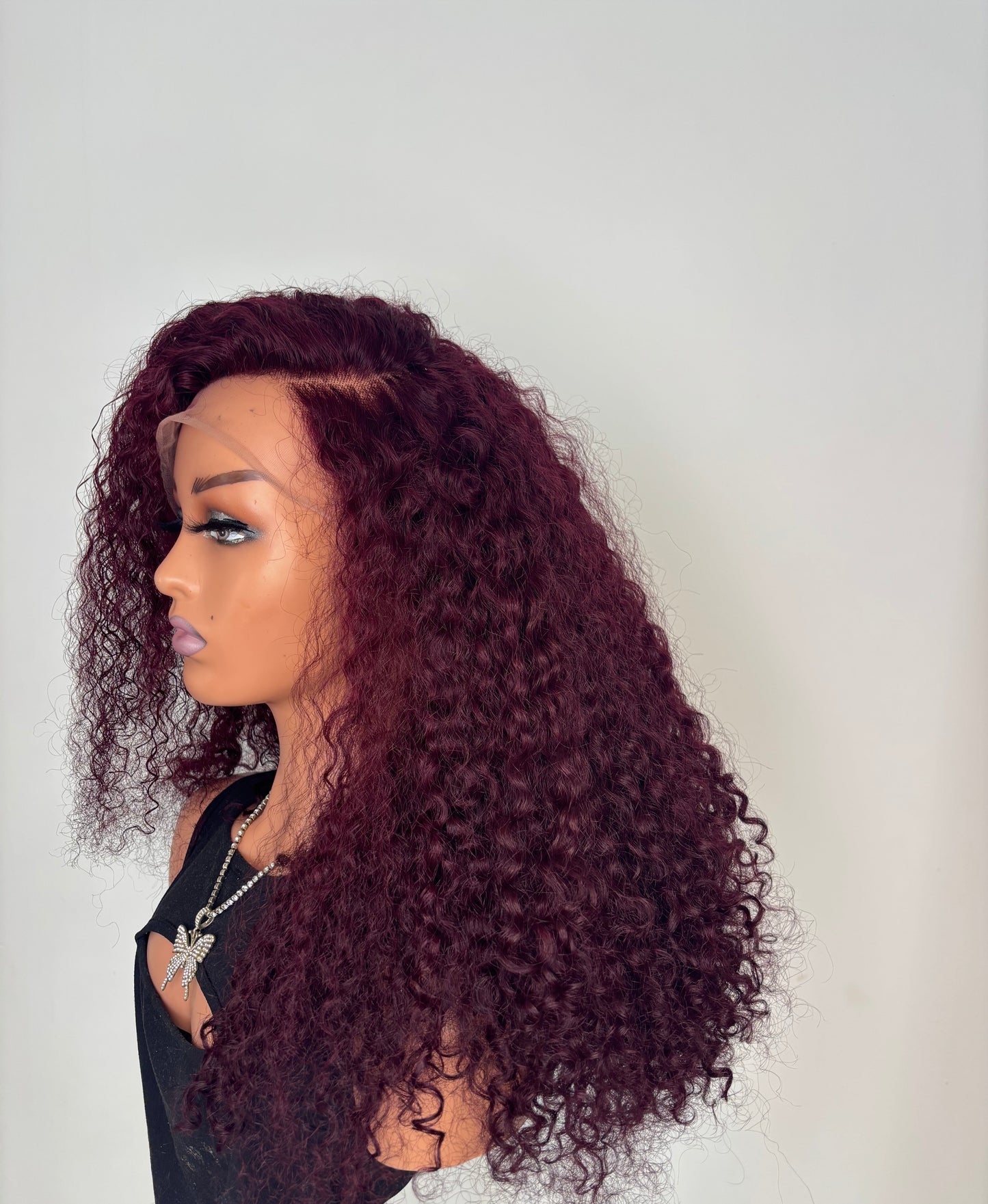 Burgundy Pixie Curly HD Frontal Wig